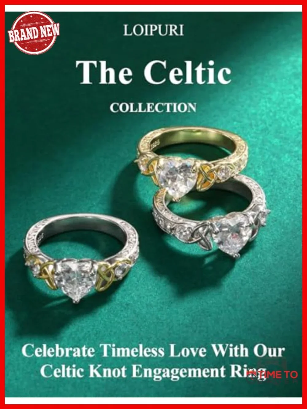 2CT Moissanite Heart Promise Ring, 925 Sterling Silver Celtic Knot Engagement
